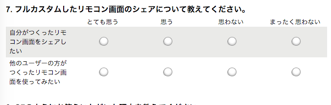 アンケートの一部